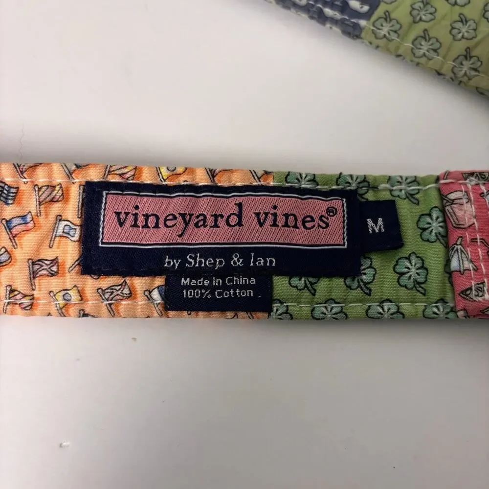 Vineyard Vines Fabric Patchwork D-Ring 100% Cotton Medium Belt Preppy Nautical